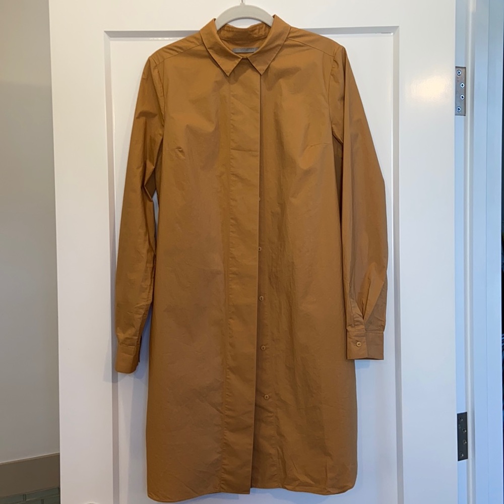 Burnished gold shirt dress